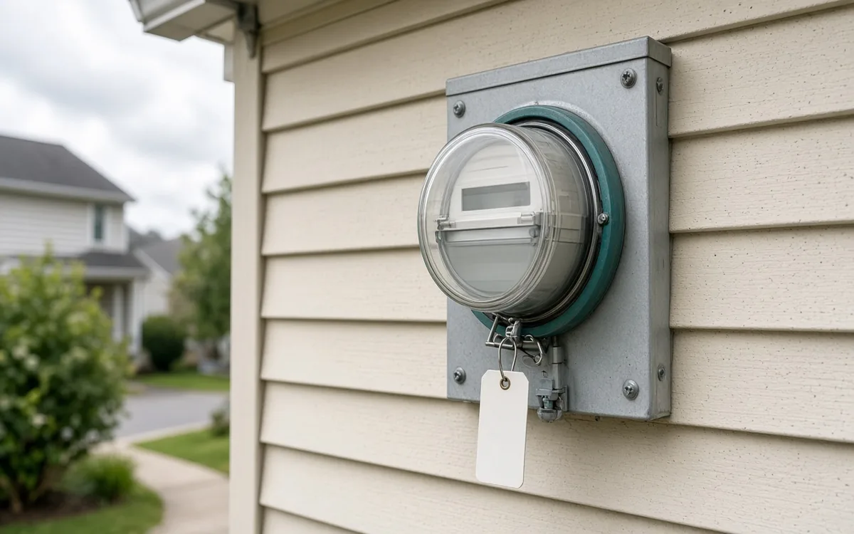 Bidirectional utility meter partially installed in an exterior meter socket